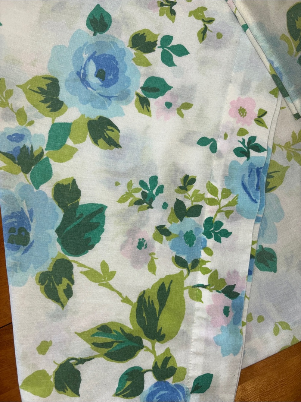 Floral Blue & Green Pillowcase - Soft Cotton Bedding - Picture 5 of 5